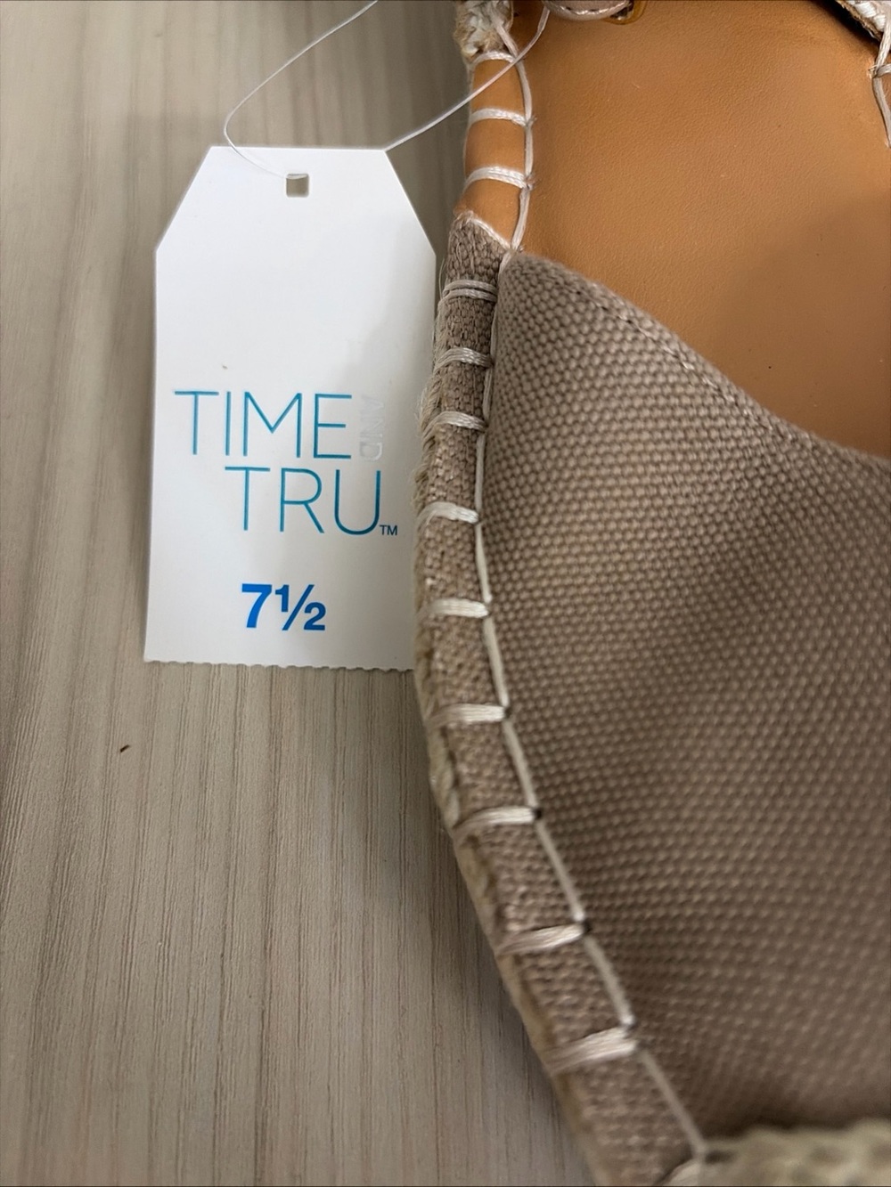 Time and Tru New! Taupe Canvas Espadrille Flats 7.5 - Picture 4 of 7